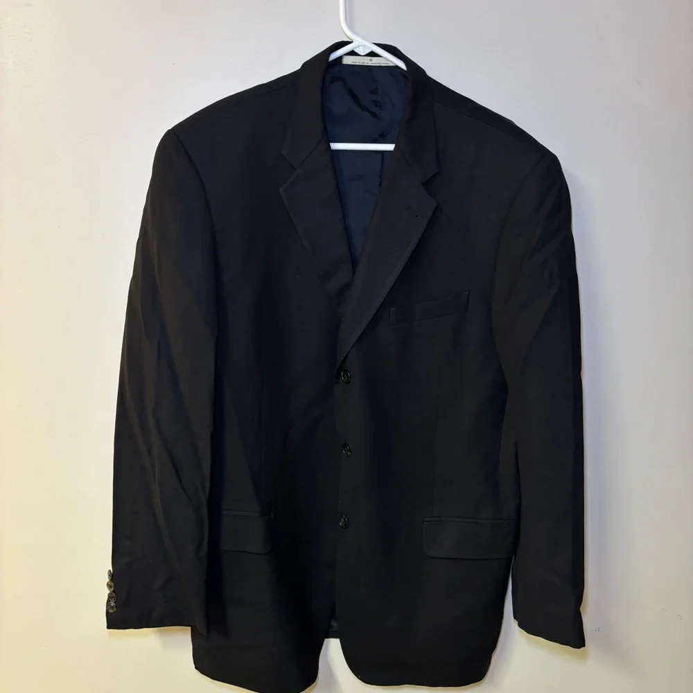 Joseph Abboud mens Black wool sport coat jacket blazer 43L Vintage Class…